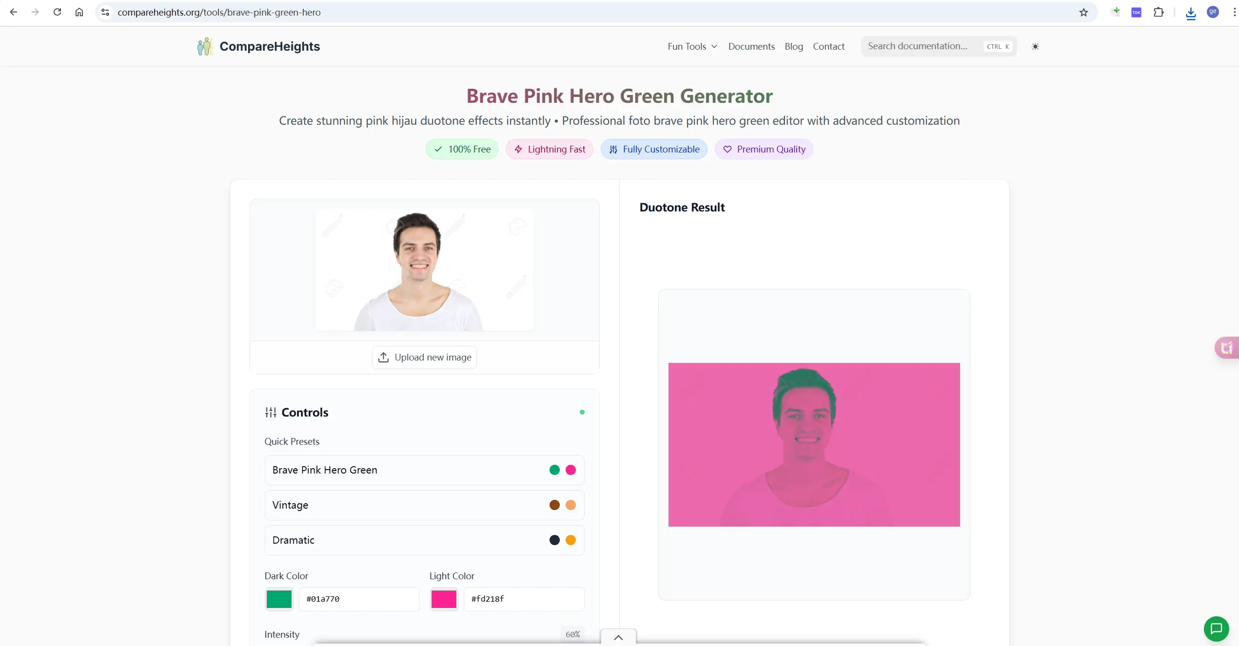 Brave Pink Hero Green Tool Screenshot